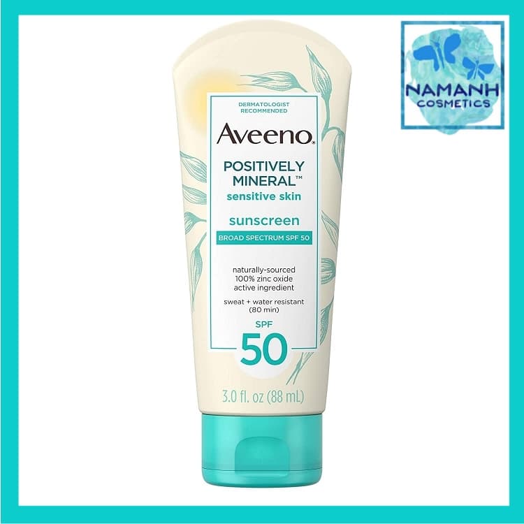Kem chống nắng không nhờn chống trôi cho da nhạy cảm Aveeno Positively Mineral Sensitive Skin Daily Sunscreen Lotion with SPF 50