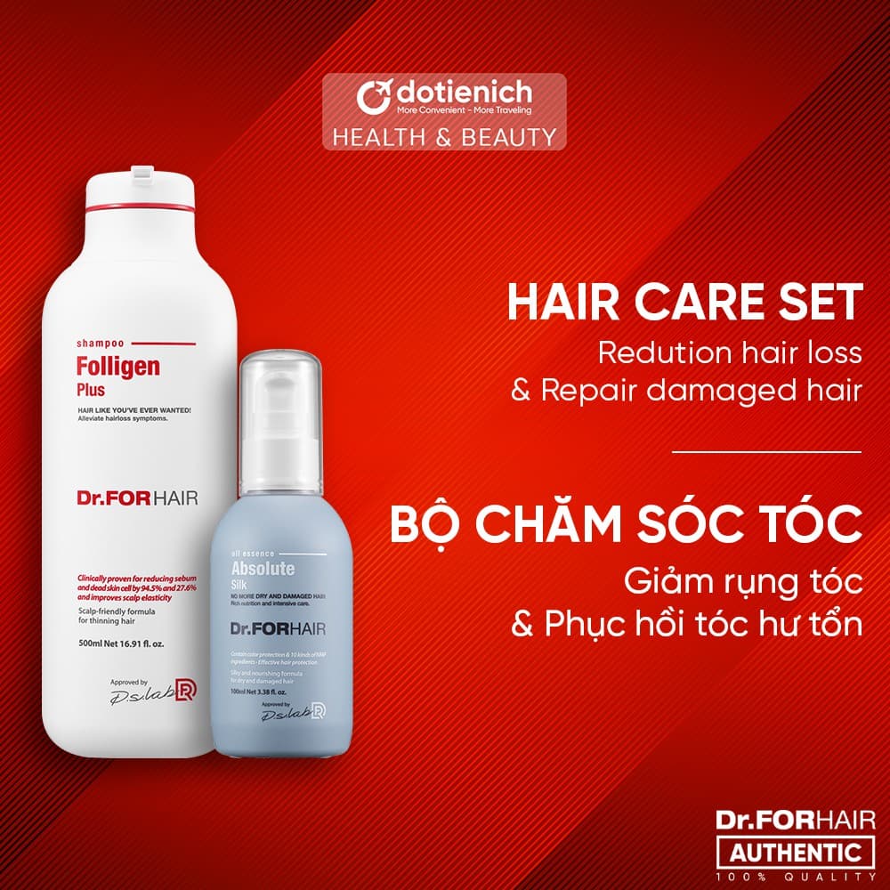[HCM]Bộ dầu gội giảm rụng tóc và serum dưỡng tóc Dr.FORHAIR giữ màu tóc nhuộm ngăn rụng tóc