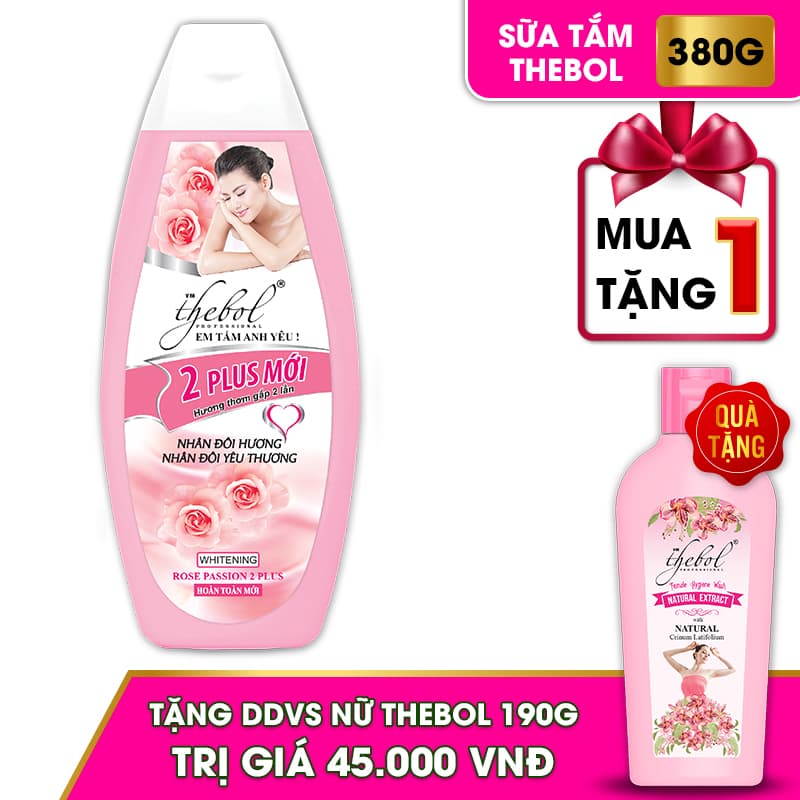 [HCM]Mua Sữa Tắm Thảo Dược Thebol tinh chất Hoa Hồng Nước Hoa 2 Plus 380g Tặng Dung Dịch Vệ Sinh nữ Thebol Trinh Nữ Hoàng Cung 190g