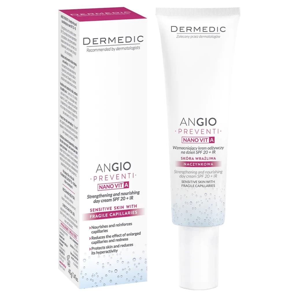 [HCM]Kem dưỡng ban ngày dành cho da mẩn đỏ ANGIO PREVENTI NANO VIT A Strengthening and nourishing day cream SPF 20 + IR-40g