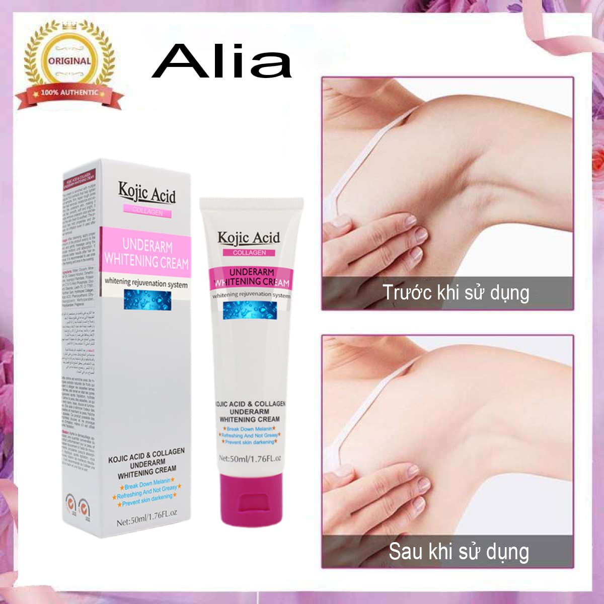 Kem dưỡng trắng dakem dưỡng ẩm 50g giảm thâm nách khử mùi điều trị các vùng da bị xỉn  màu trị thâm đầu gối thâm khuỷu tay làm sáng da body làm trắng và khử mùi hôi nách trị thâm nách thâm đầu gối khuỷu tay.
