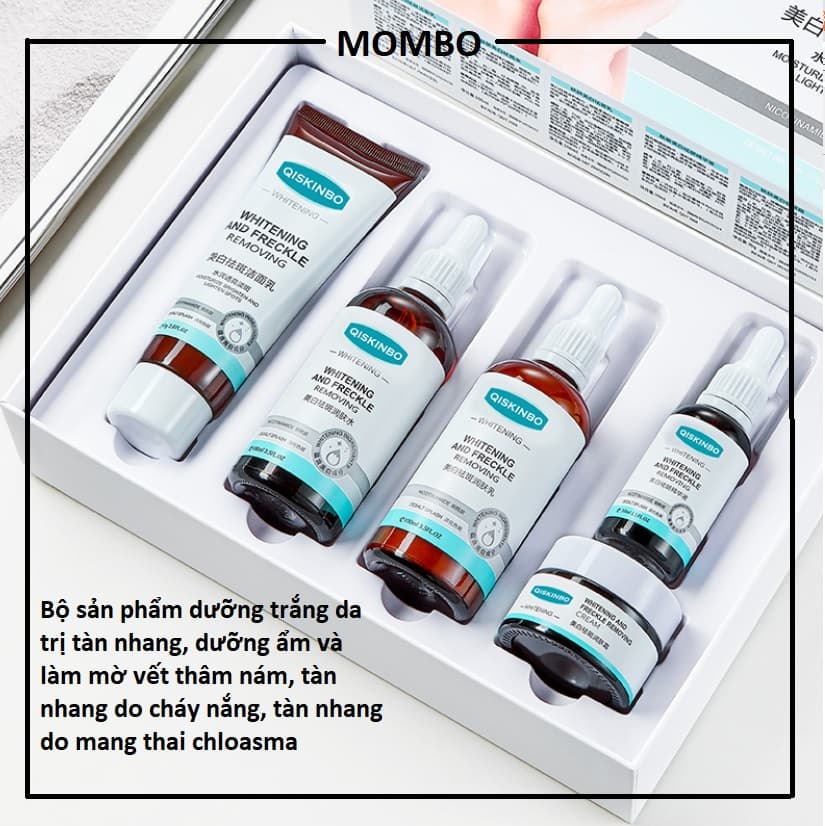 [HCM]BỘ CHĂM SÓC DA 5 MÓN LÀM MỜ THÂM NÁM TÀN NHANG CẢI THIỆN LÀN DA TRẮNG MỖI NGÀY DÀNH CHO NỮ ( SỮA RỬA MẶTTINH CHẤT MỜ NÁM TÀN NHANGTINH CHẤT TÁI TẠO DASỮA DƯỠNGKEM NÁM TÀN NHANG LÀM TRẮNG DA)
