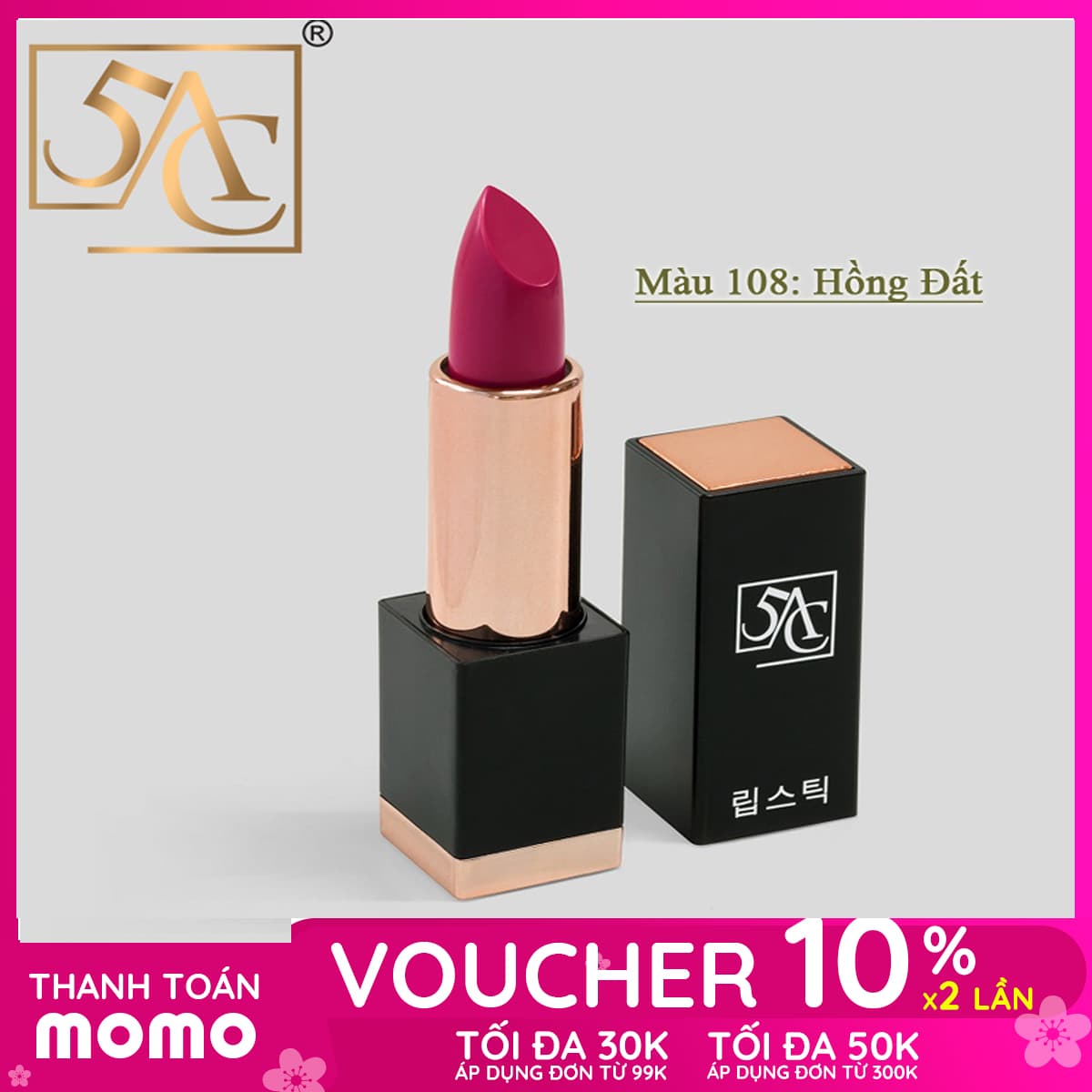 [HCM]Son môi dành cho học sinh son thỏi lì chính hãng Hàn Quốc 5AC màu Hồng Đất - Mã 108