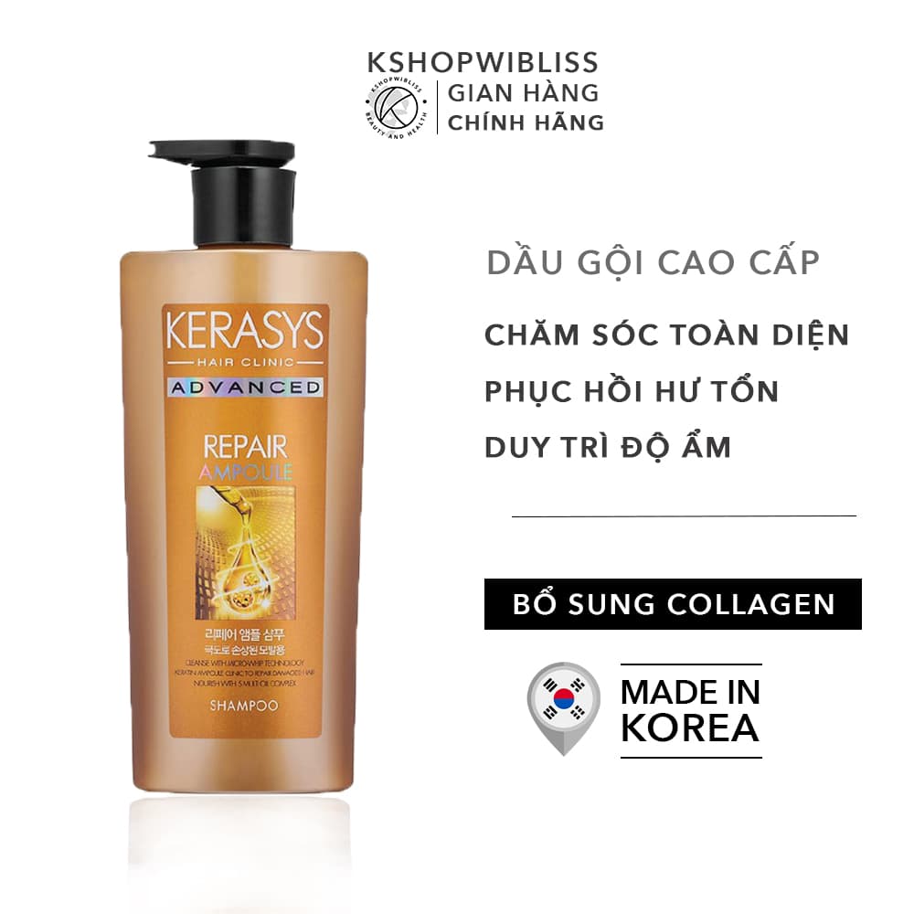 Dầu Gội Phục Hồi Tóc Hư Tổn Kerasys Advanced Ampoule Shampoo Repair 600ml