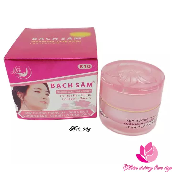 Kem dưỡng trắng da mặt ngừa mụn chống nắng se khít lỗ chân lông kem BẠCH SÂM K10 (30g)