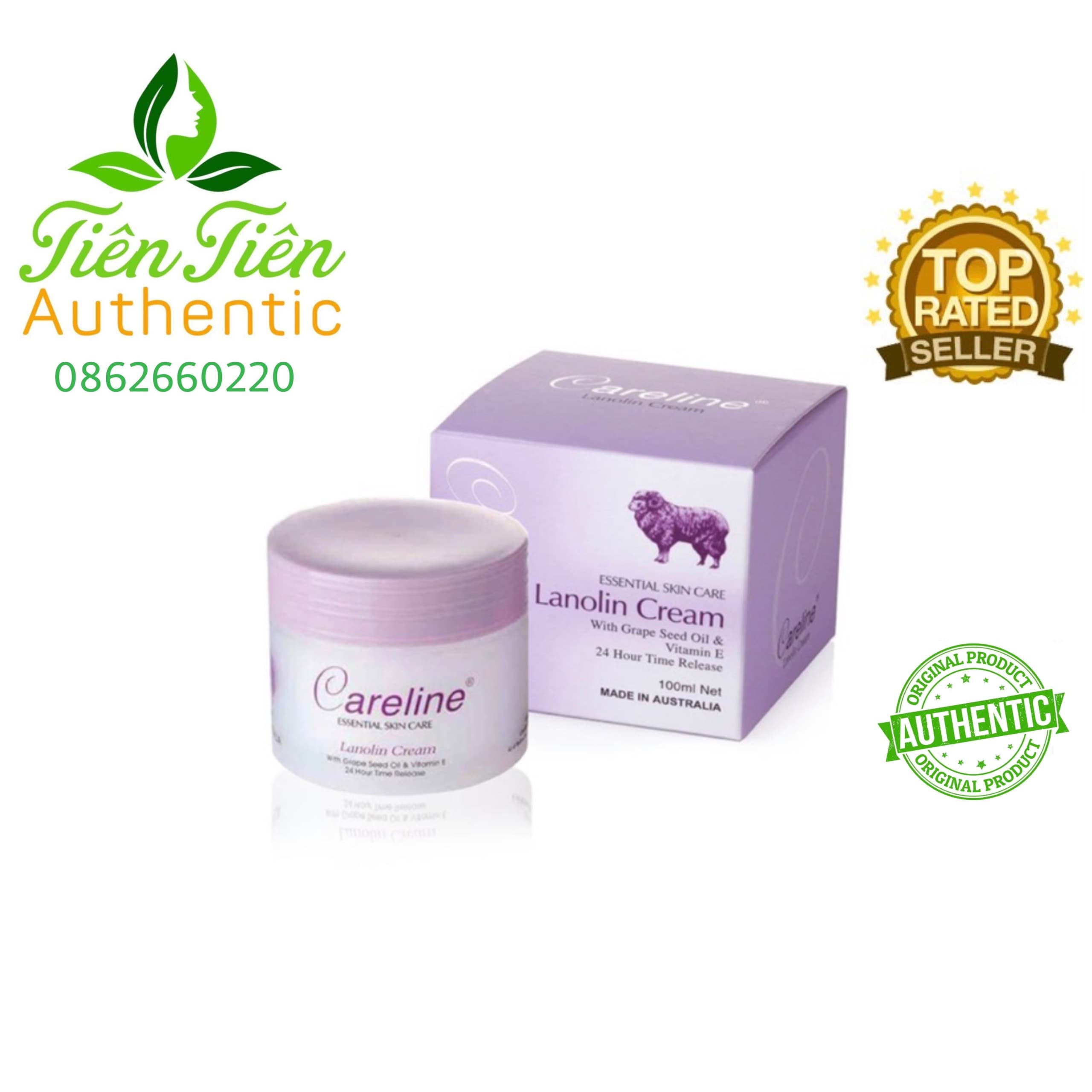 Careline - Kem dưỡng cừu với dầu nho và Vitamin E 100ml