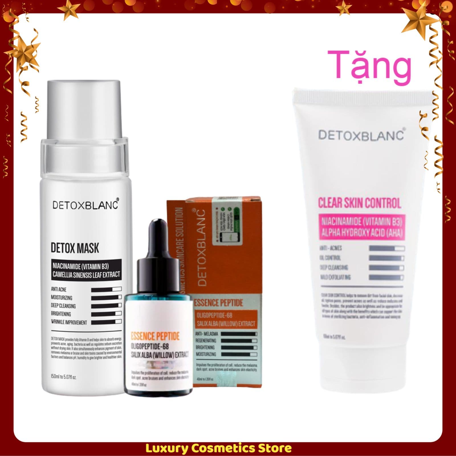 Combo xóa nám dưỡng trắng da thải độc Detox Blanc tặng kèm sữa rửa mặt sinh học