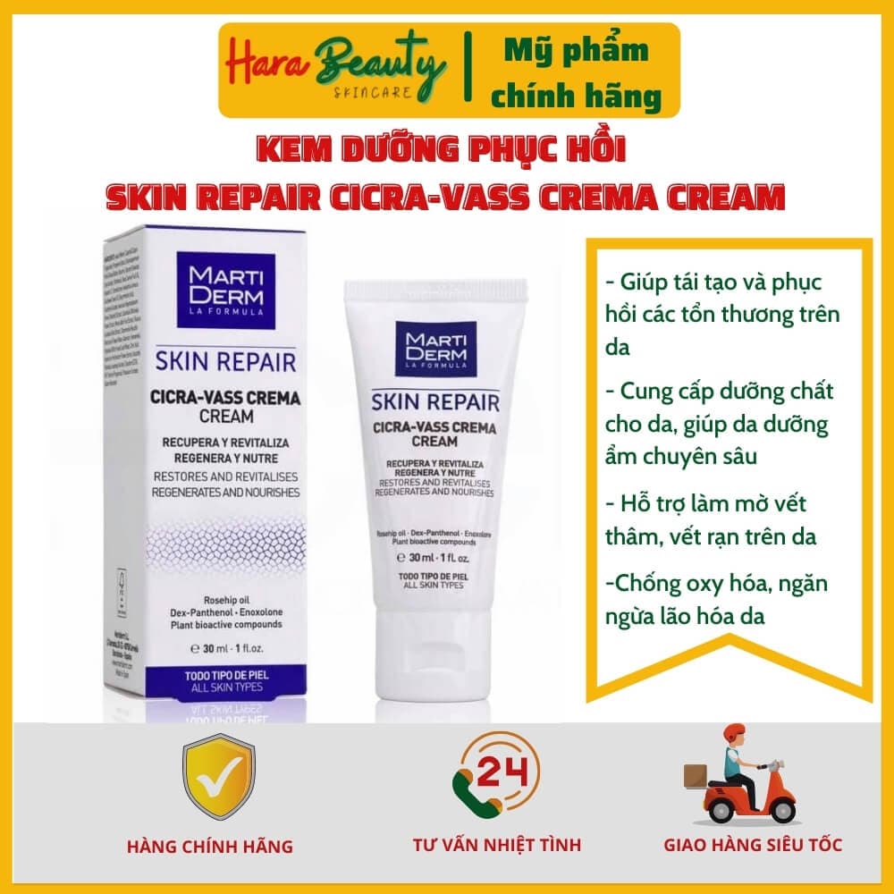 ✅Kem Dưỡng Giúp Tái Tạo & Phục Hồi Làn Da Tổn Thương MartiDerm Skin Repair Cicra Vass Cream