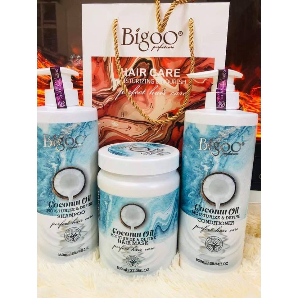 Kem Ủ Hấp Tóc Dừa Bigoo coconut oil moisturize & define hair mask 800ml