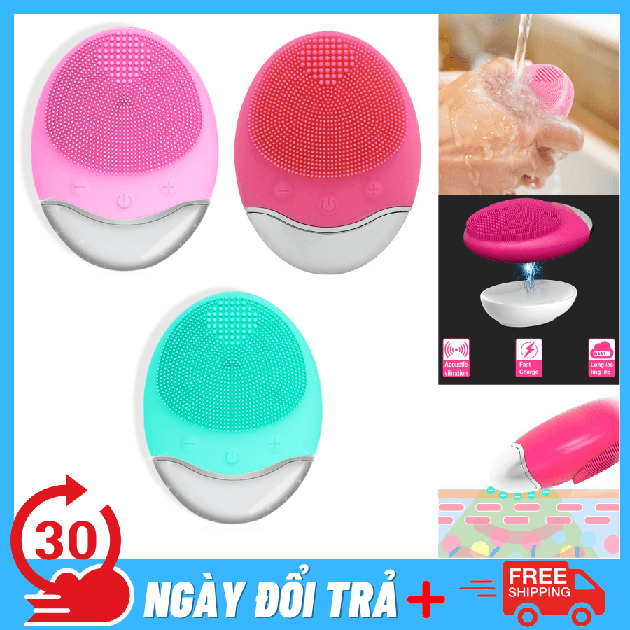 [HCM]Máy Rửa Mặt Silicone [SẠC KHÔNG DÂY MỚI NHẤT 2021] Sóng Siêu Âm  Lấy Bụi Bẩn Sâu Trong Da 1 Lần Sạc Đầy Dùng 30 Ngày BRIGHT FACE