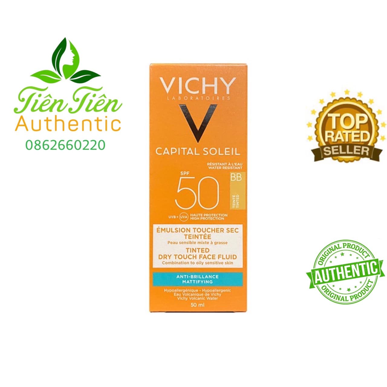 Vichy- Kem Chống Nắng có kem nền Capital Soleil SPF 50+ BB 50 ml