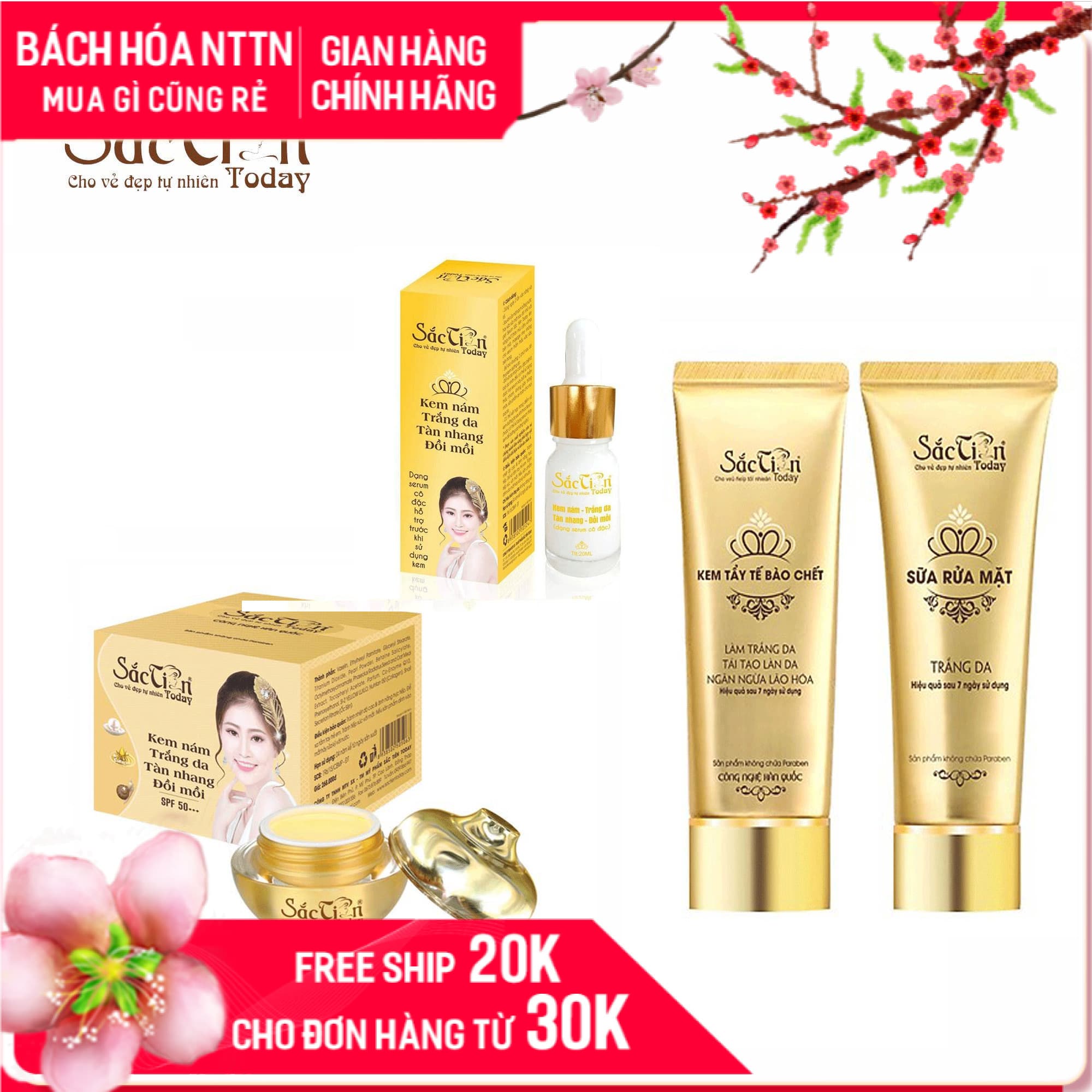 Bộ kem dưỡng trắng da ngăn ngừa thâm nám tàn nhang đồi mồi vip Sắc Tiên Today ( 4 món ) công nghệ Hàn Quốc