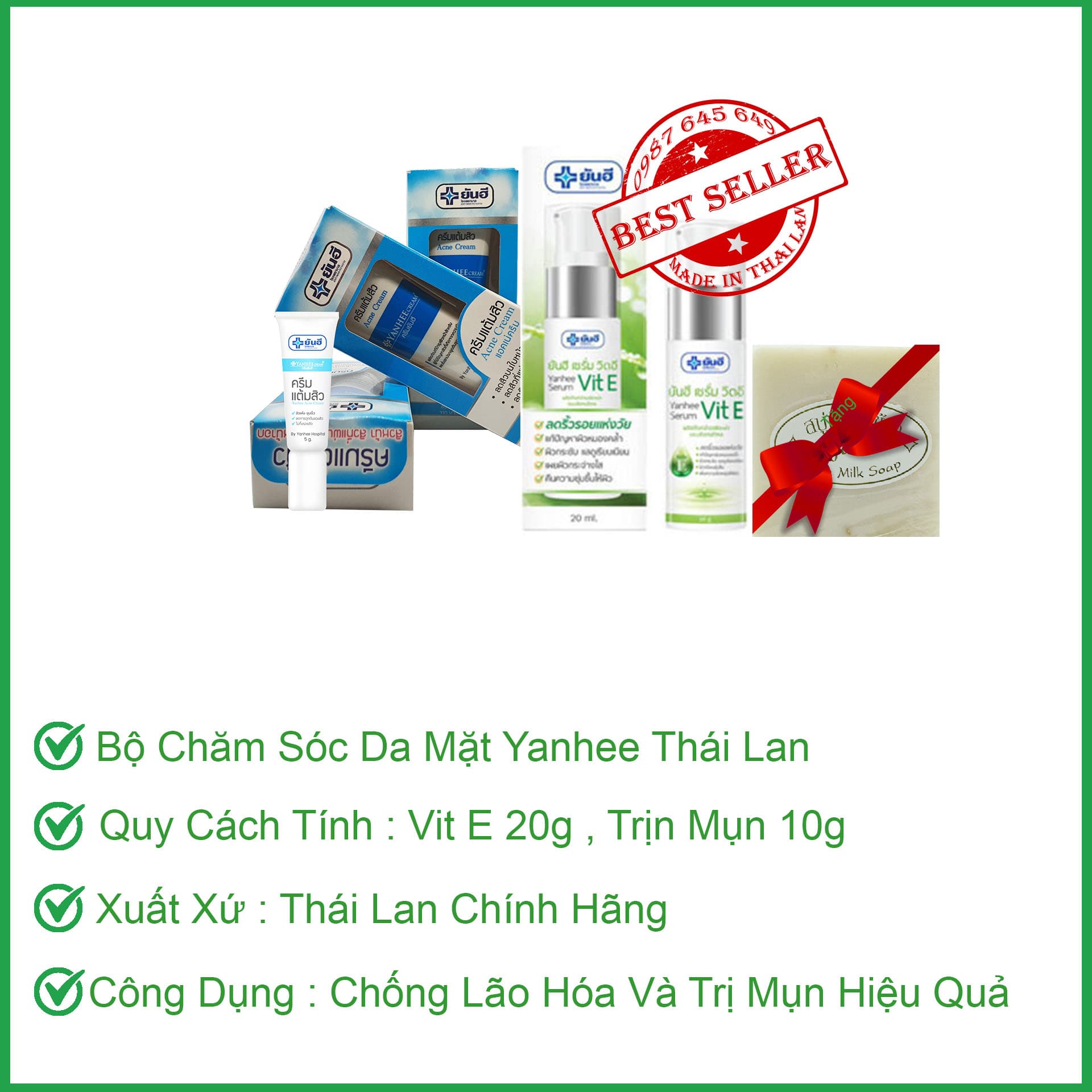[HCM]Combo Chăm Sóc Da Mụn Yanhee Thái Lan [Yanhee Acne Cream + Yanhee Serum Vit E] [HÀNG THÁI HCM]