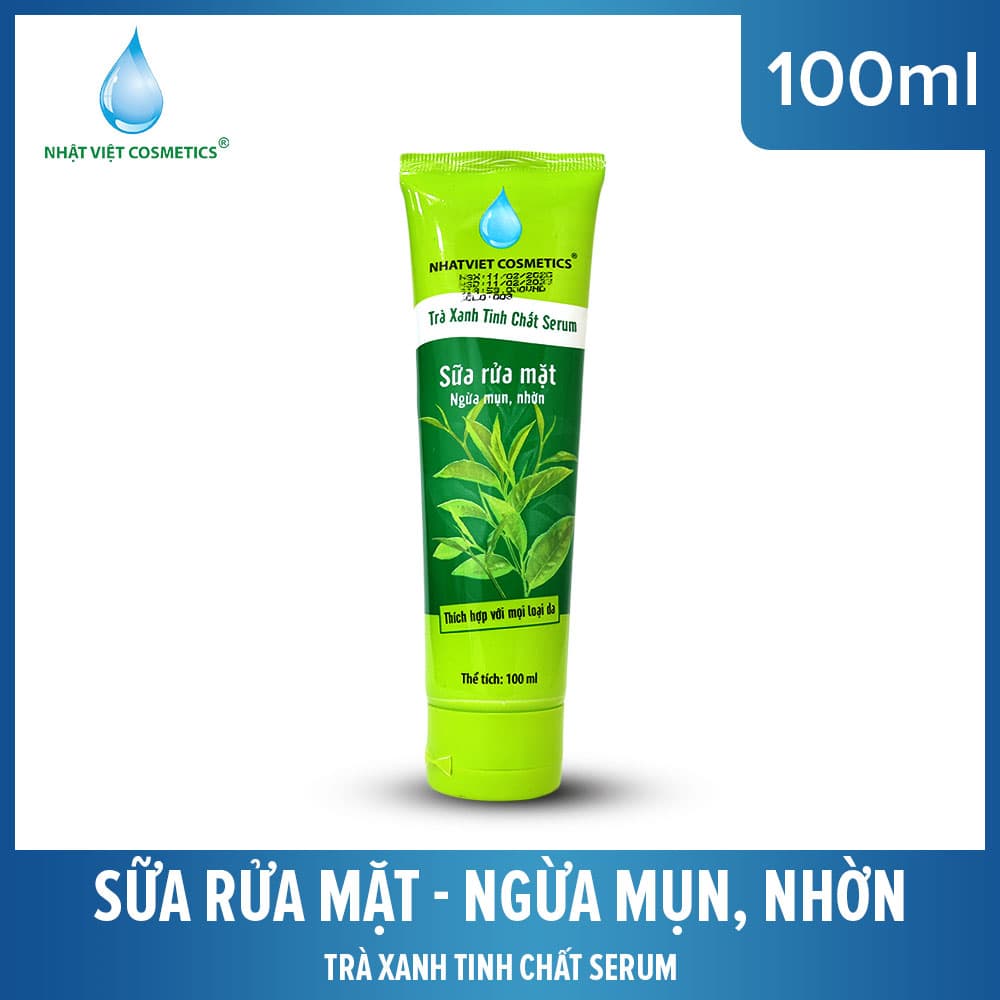 [100ml] Sữa rửa mặt ngừa mụn nhờn TRÀ XANH - Mỹ phẩm Hà Linh