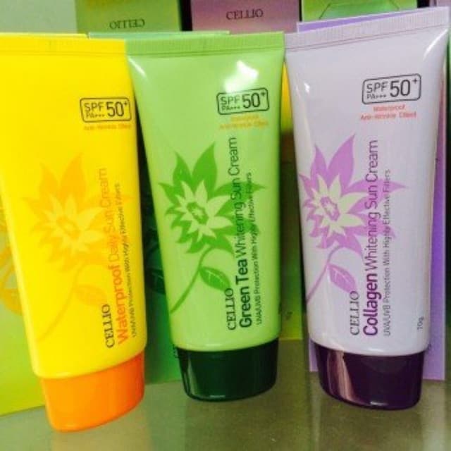 Kem chống nắng Cellio Spf 50Pa | màu tím chất lượng tốt đảm bảo an toàn và cam kết hàng đúng như mô tả