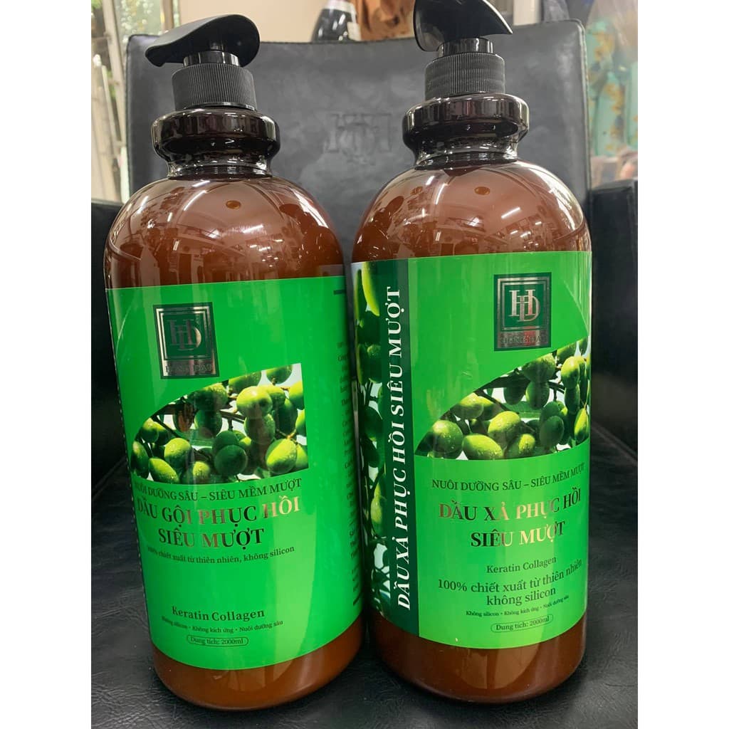 Bộ dầu gội xả phục hồi tóc siêu mượt HD 2000ml x2