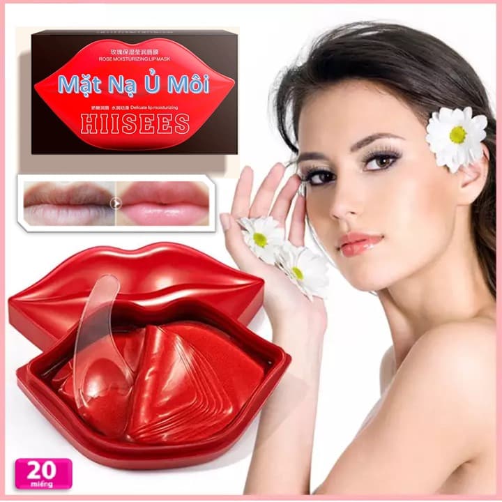 [HCM]Mặt Nạ Dưỡng Môi Hiisees Chiết Xuất Hoa Hồng [Chính Hãng] 1 Hộp 20 Miếng