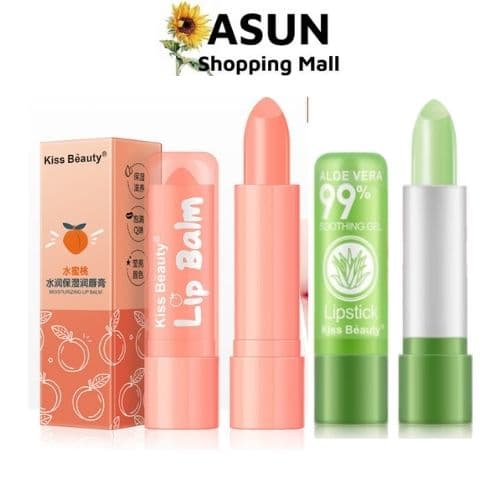 [HCM]Son Dưỡng Có Màu 99% Chiết Xuất Trái Đào Và Nha Đam Kiss Beauty 3.5g