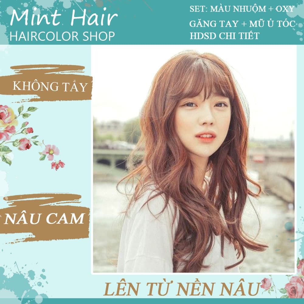 [HCM]Kem Nhuộm Tóc Tại Nhà Thảo Dược Nâu Cam- Nhuộm Từ Nền Nâu- Không Tẩy-Tặng Oxy