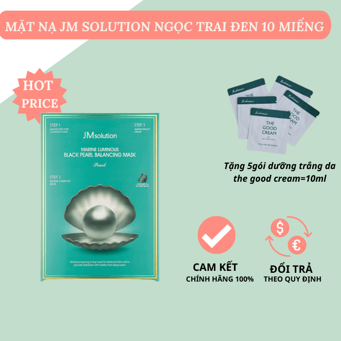 Mặt Nạ Giấy Cấp Ẩm Ngọc Trai 3 Bước Dưỡng Trắng Da Bơ Phục Hồi Da JMSolution 25g 10 Miếng
