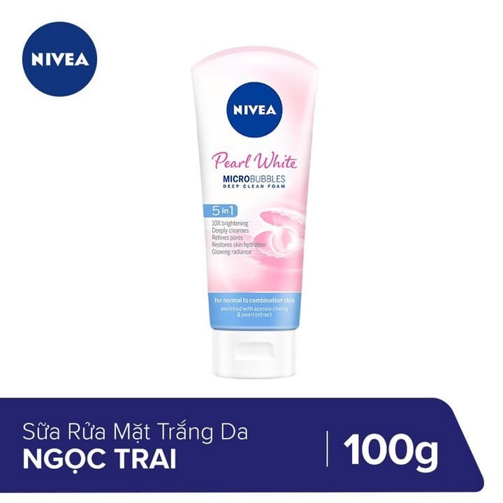 Sữa rửa mặt ngăn mụn hiệu quả NIVEA Pearl White ngọc trai Thai Lan 100g