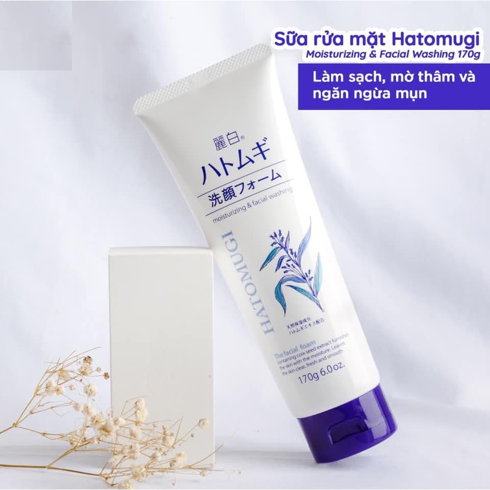 Sữa rửa mặt trắng da hạt Ý Dĩ Hatomugi Moisturizing & Facial Washing 170g