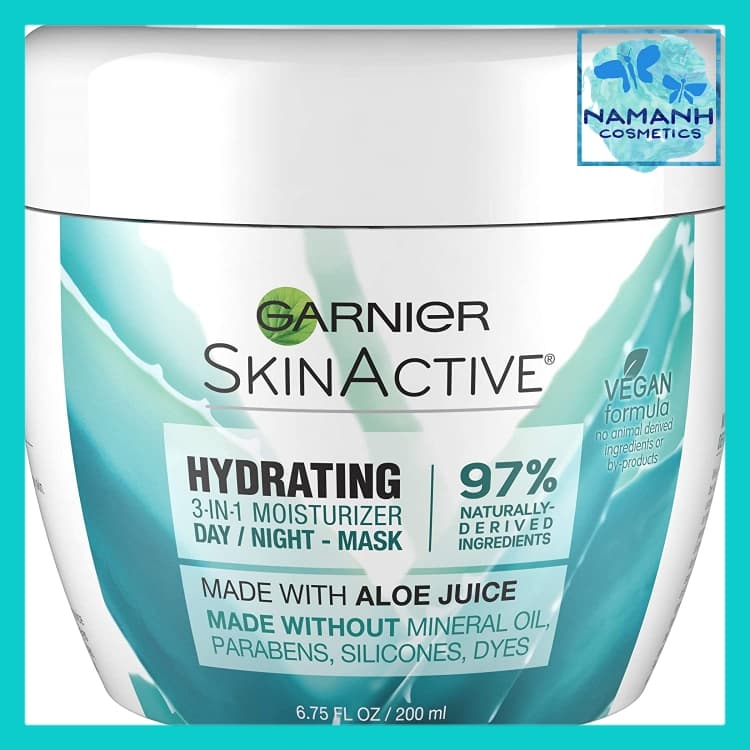 Kem dưỡng ngày đêm mặt nạ nước ép lô hội Garnier SkinActive 3-in-1 Face Moisturizer with Aloe Juice For Dry Skin 6.75 fl. Oz/ 200ml