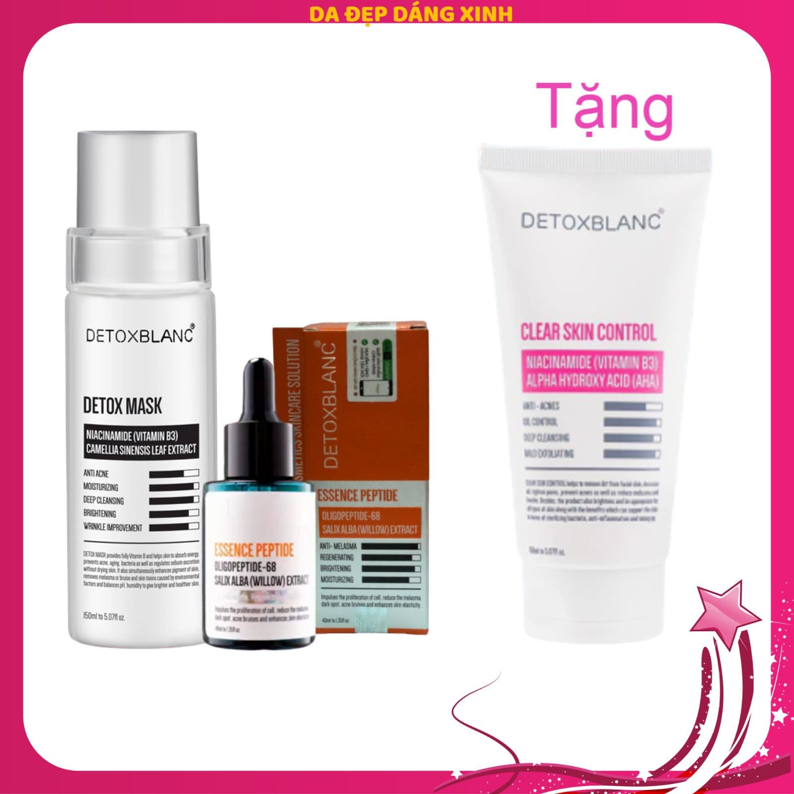 Combo trị nám dưỡng trắng da Detox Blanc tặng sữa rửa mặt 380k