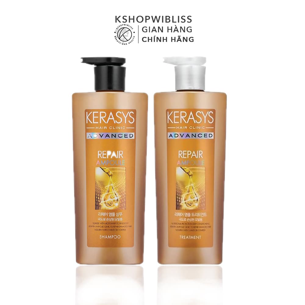 Combo Gội Xả Hồi Tóc Hư Tổn Kerasys Advanced Ampoule Repair 600ml x2