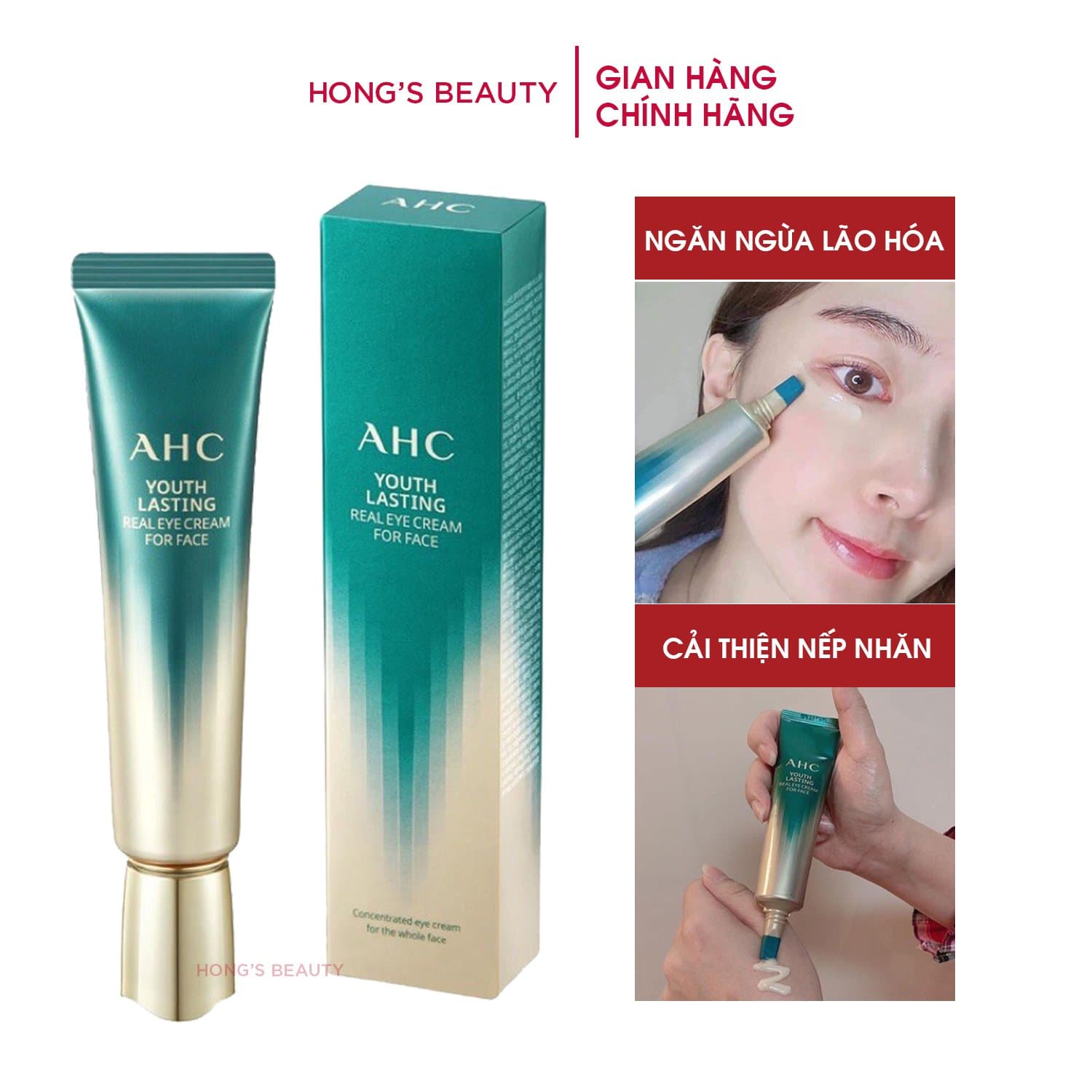 Kem Dưỡng Mắt Chống Lão Hóa Làm Sáng Và Săn Chắc Da AHC Youth Lasting Real Eye Cream For Face 30ml - HONGS BEAUTY