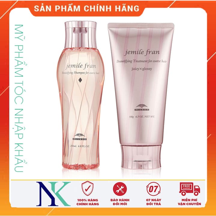 [HCM]Dầu Gội Xả Milbon Jemile Fran (Heart) Cho Tóc Khô Xơ Hư Tổn 200Ml