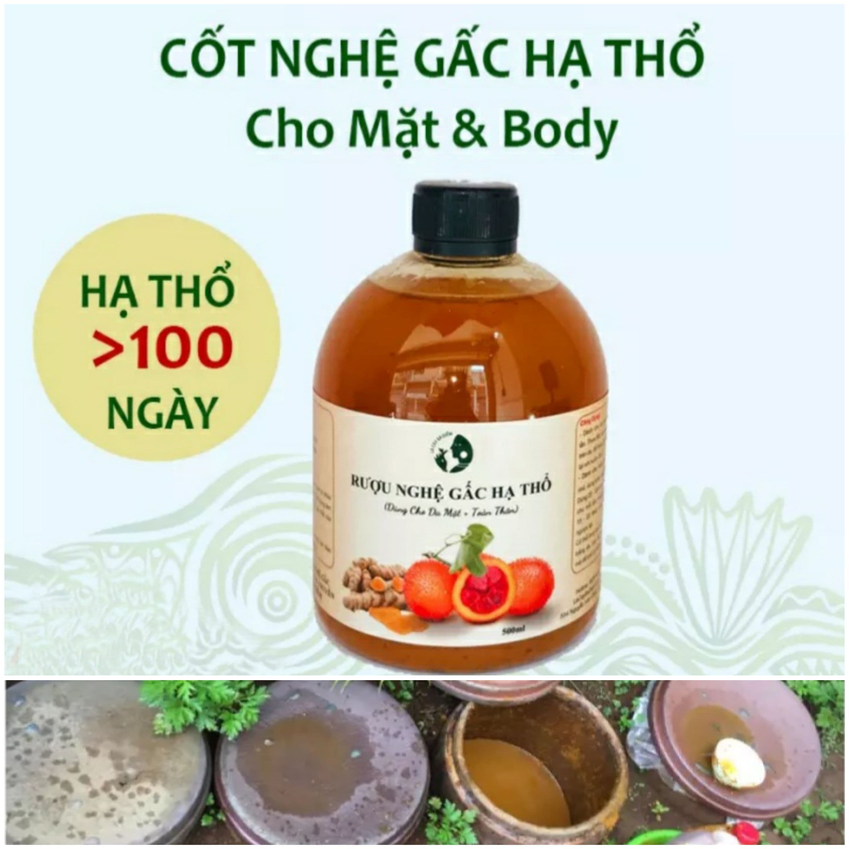 [HCM]Cốt Nghệ Hạt Gấc Hạ Thổ Cho Mặt và Body (500ml) - Dưỡng Da Sáng Trắng Mịn Da cot gung ha tho cot gung nghe hat gac ha tho nghe gac ha tho