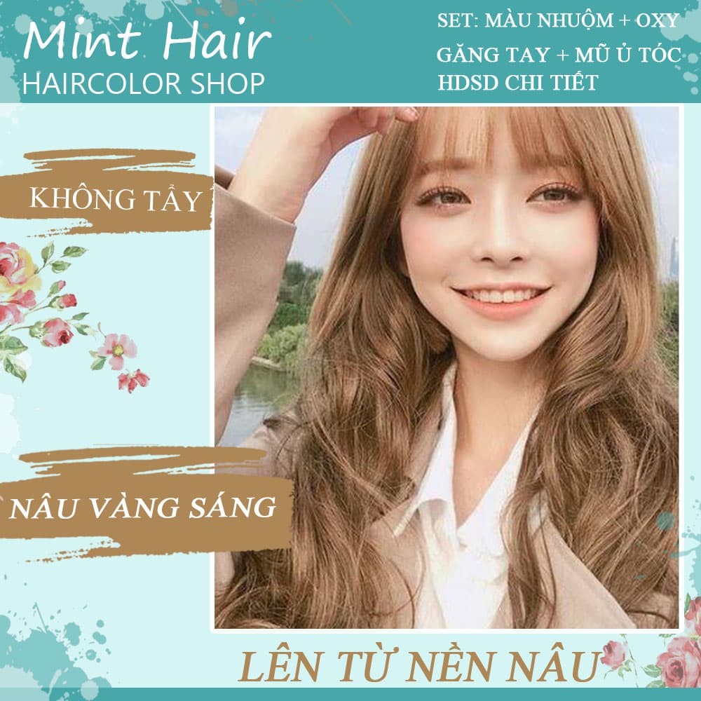 [HCM]Kem Nhuộm Tóc Tại Nhà Màu Vàng Sáng- Nhuộm Từ Nền Nâu- Không Tẩy-Tặng Oxy