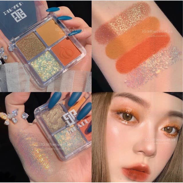 [HCM]Bảng Phấn Mắt Có Nhũ 4 Ô Dikalu Pumpkin Red