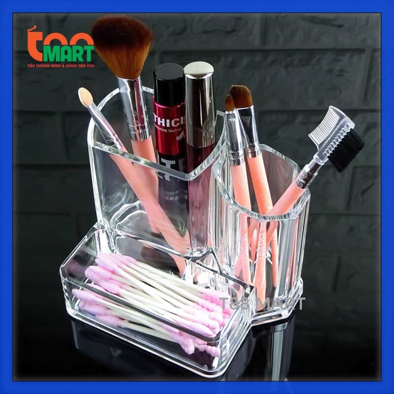 Kệ cắm cọ trang điểm để son trang sức để bàn. Thiết kế thông minh chất liệu mica dày dặn màu trong suốt. Kết hợp cùng kệ đựng mỹ phẩm tạo góc trang điểm tiện ích sang trọng