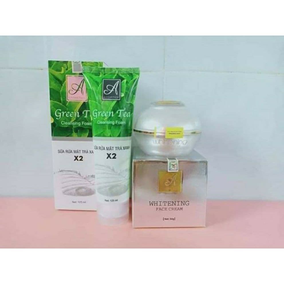 Combo Kem Face Pháp Và Sữa Rửa Mặt Trà Xanh X2 Green Tea Chính Hãng