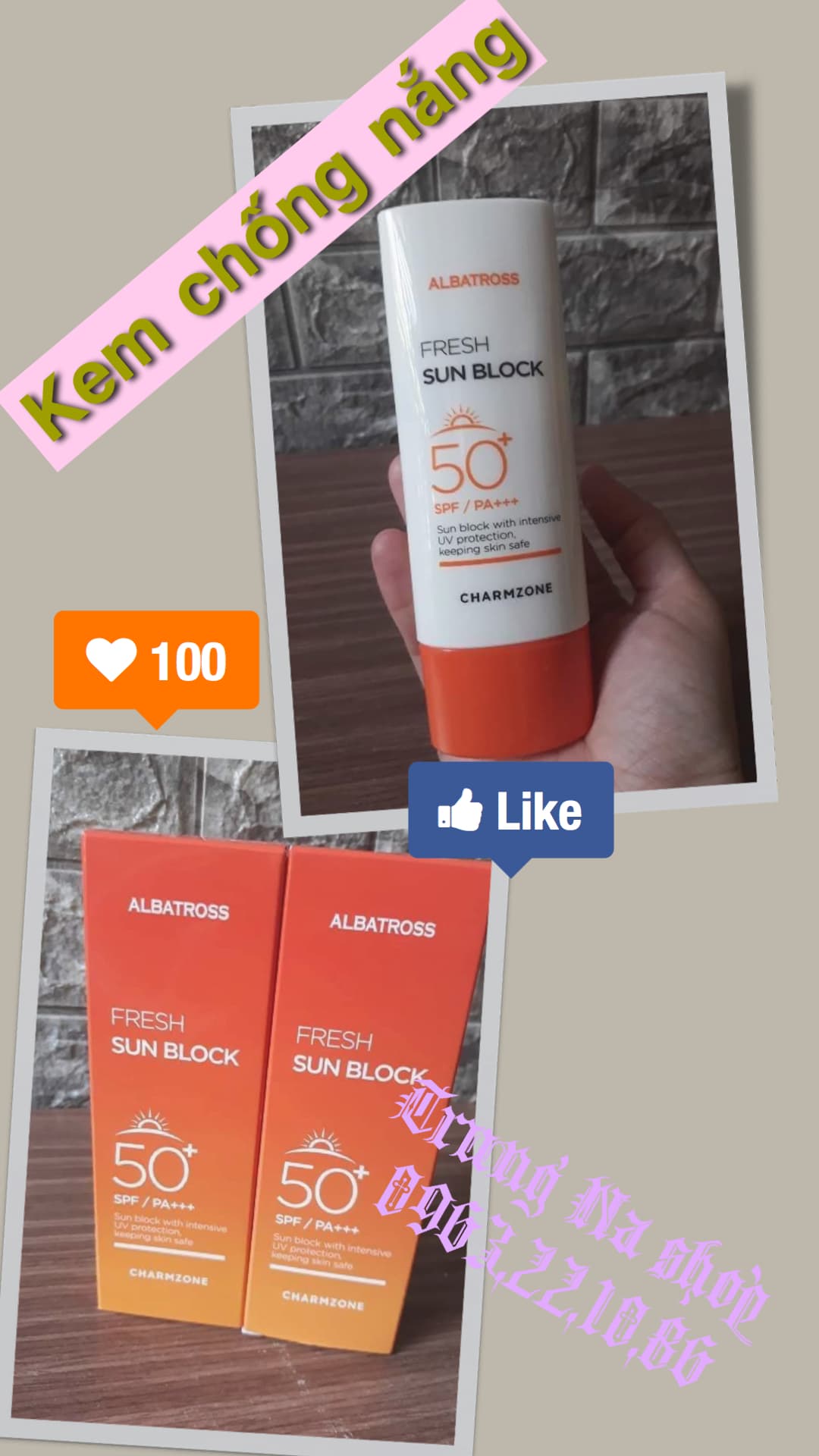 Kem chống nắng Charmzones Albatross fress sun block sun