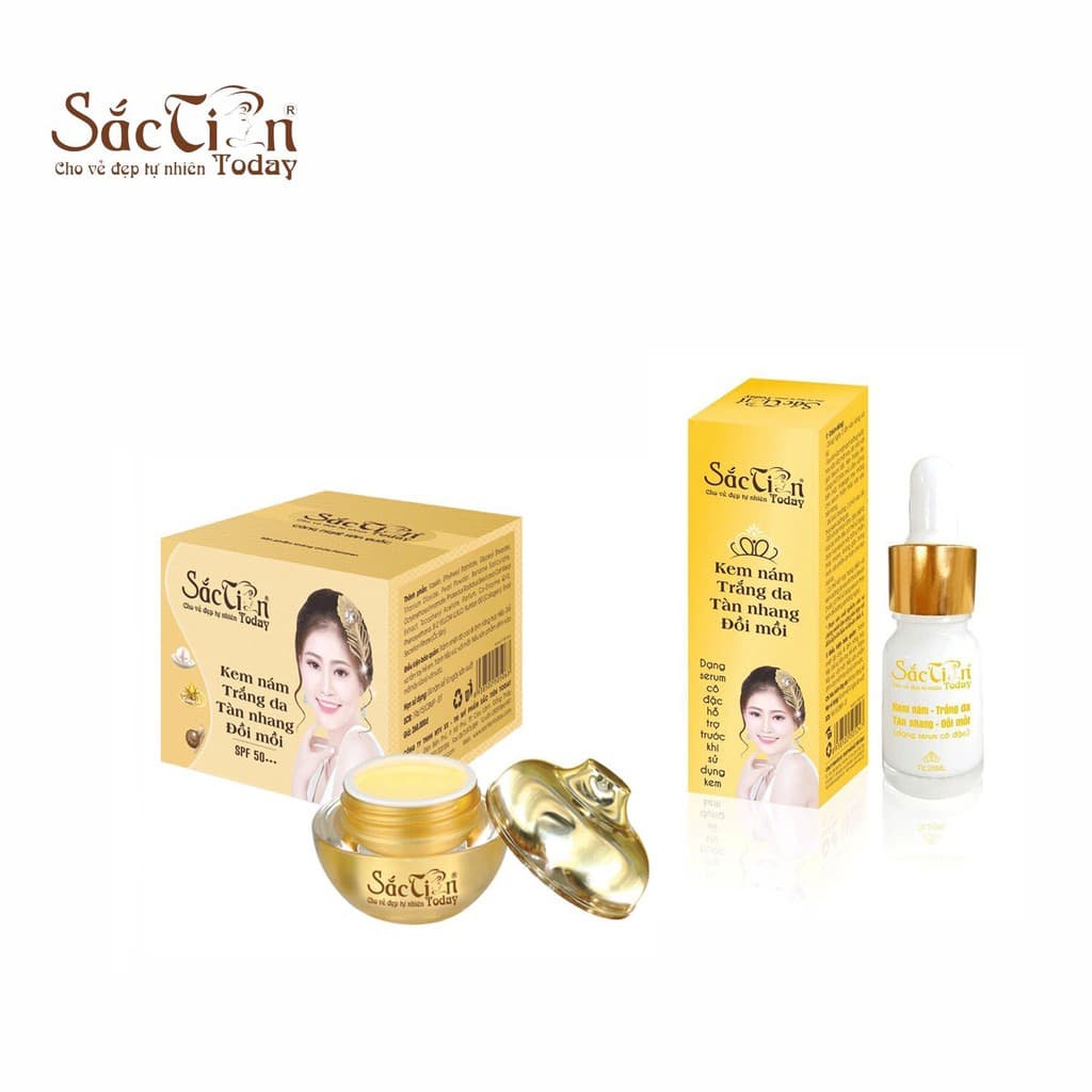 Bộ Kem nám trắng da tàn nhang đồi mồi Sắc Tiên Today (kem và serum)