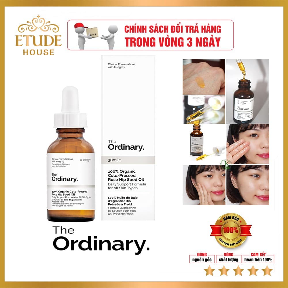 Serum cấp ẩm The Ordinary 100% Organic Cold Pressed Rose Hip Seed Oil
