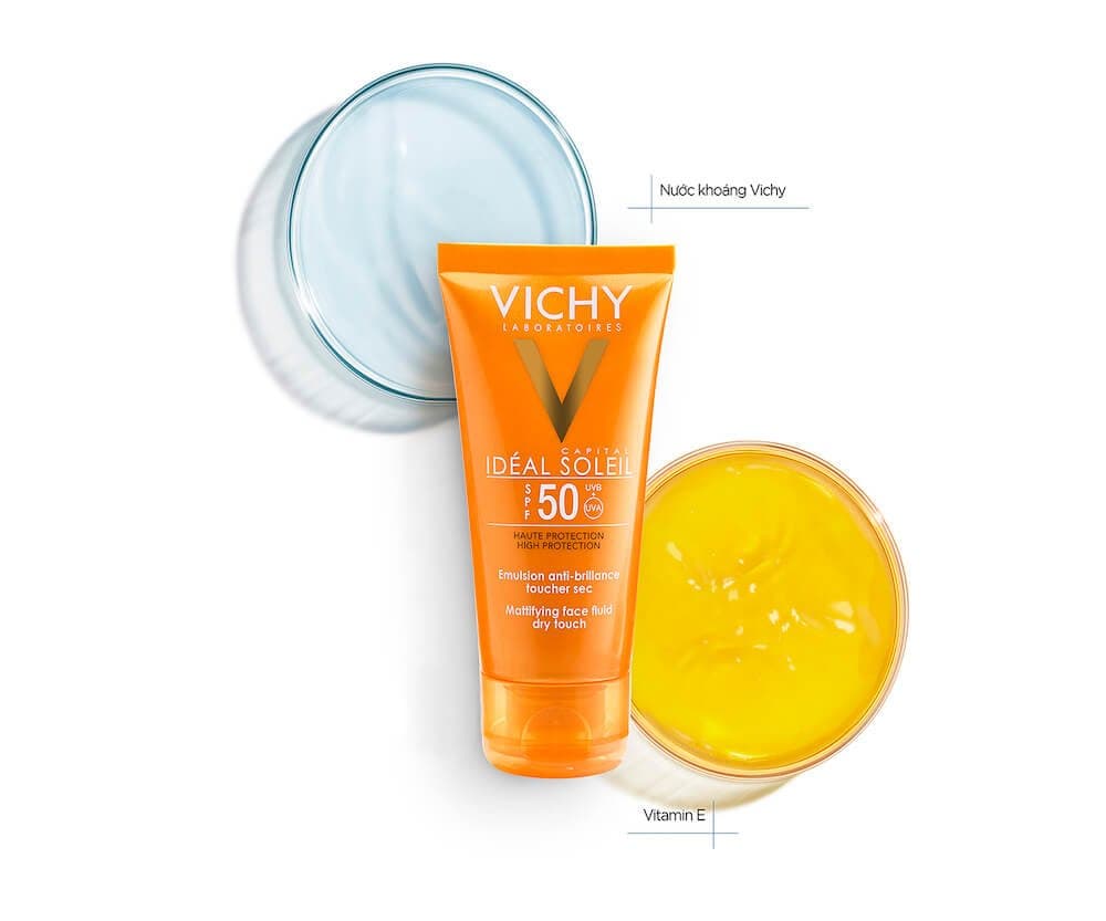 Kem chống nắng Vichy Capital Soleil Mattifying Face Fluid Dry Touch 50ml SPF 50 UVA +UVB không nhờn rít - HONGS BEAUTY