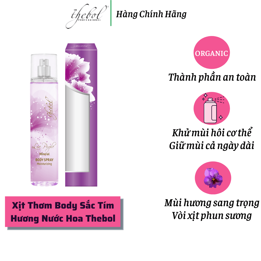 [HCM]Xịt body spray tinh dầu nước hoa pháp sắc tím tình yêu Thebol 135ml