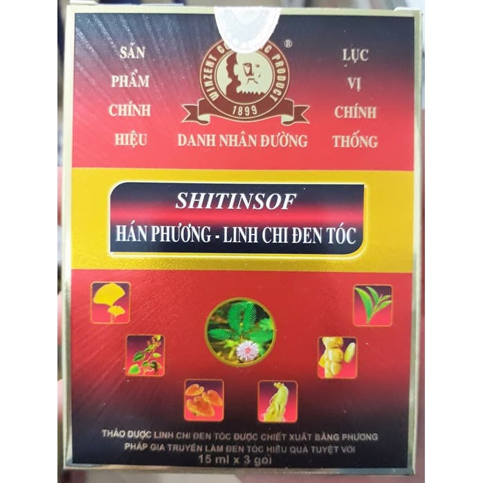 Dầu gội đen tóc Shitinsof Hán Phương Linh Chi đen tóc Danh Nhân Đường 15ml x3