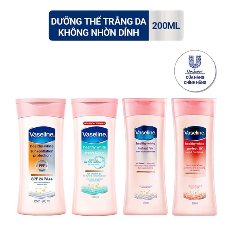 Sữa Dưỡng Thể Vaseline Làm Sáng Da & Chống Nắng 200ml