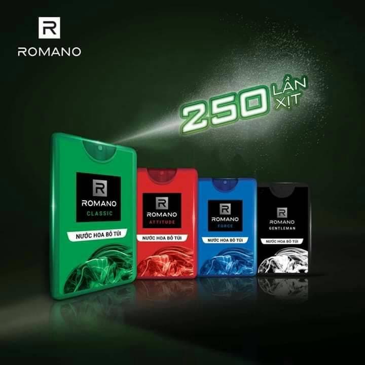 Nước hoa Cao Cấp bỏ túi Romano 18ml dạng xịt mẫu mới