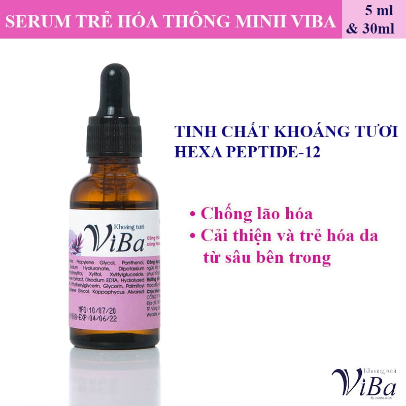 [HCM]SERUM TRẺ HÓA THÔNG MINH VIBA - KHOÁNG TƯƠI KẾT HỢP HEXA PEPTIDE-12 - 5ml