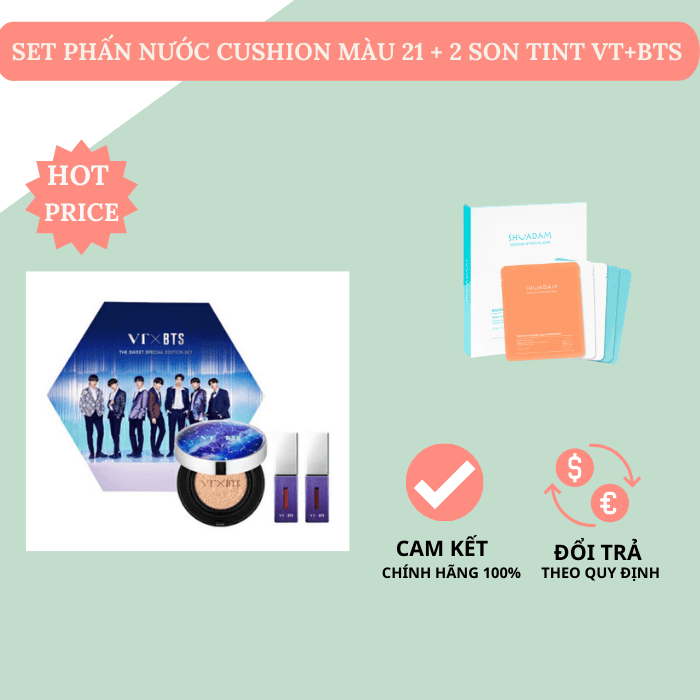 Set Trang Điểm Gồm Phấn Nước Cushion Và 2 Son Tint Phiên Bản VTx BTS Limited