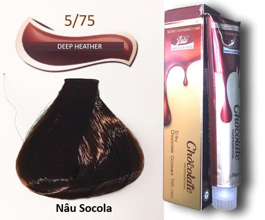 [HCM]Thuốc nhuộm tóc màu nâu Socola (5.75) 123 Chocolate Color Cream 100ml