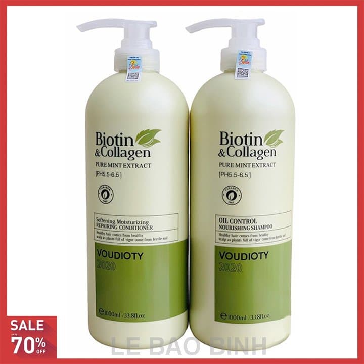 [ HÀNG CHÍNH HÃNG] Cặp dầu gội xả Biotin collagen (Dung tích mỗi chai 1000 ml)xanh  cốm