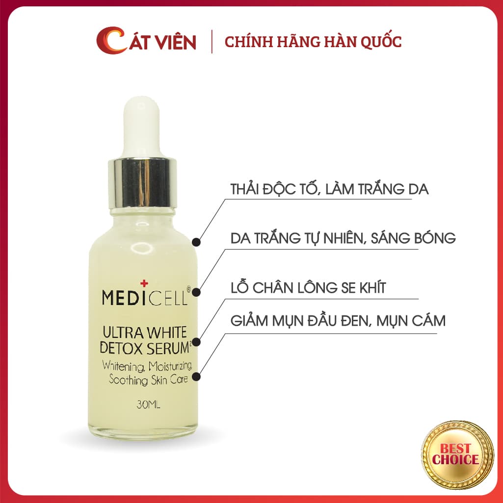 Serum dưỡng trắng thải độc da Ultra White Detox Medicell tinh chất dưỡng ẩm mờ thâm sạm dành cho mọi loại da