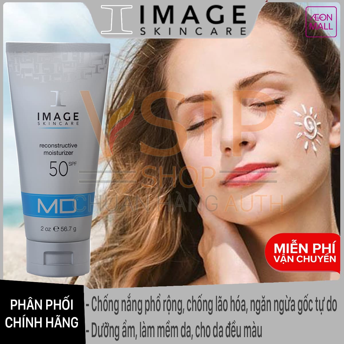 IMAGE CHÍNH HÃNG - Kem chống nắng dưỡng ẩm trắng và đều màu da Image MD Reconstructive Moisturizer SPF 50 567g